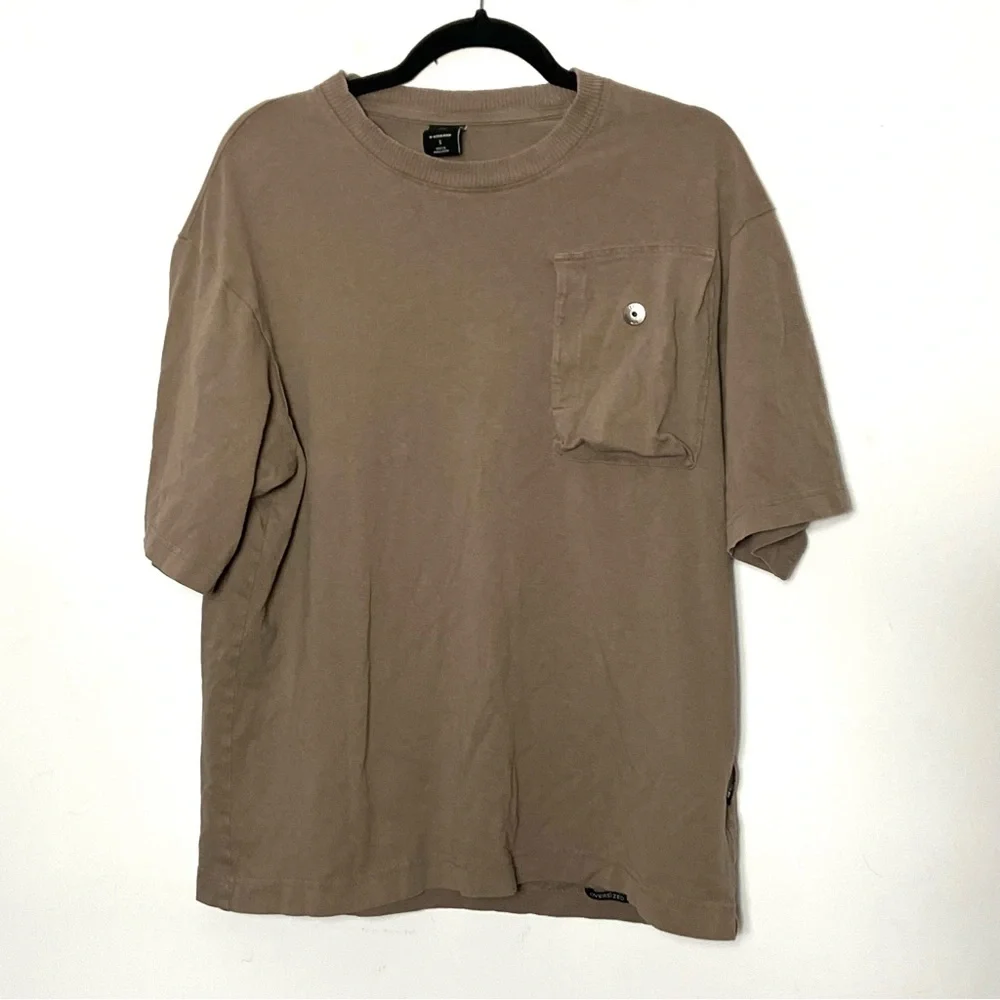 G-Star Raw Oversized Boxy Pocket T-Shirt in‎ Walnut Small